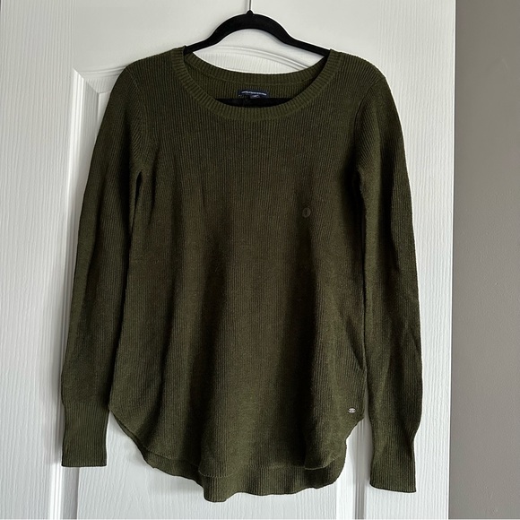NWT American Eagle Outfitters Small Green Light Ribbed Knit Long Sleeve - Picture 7 of 12